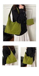 Detailed avocado green leopard print hobo bag with matching small zipper pouch