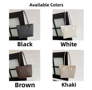 Detailed grid view showing vintage monogram tote bags in black, white, brown, and khaki colors