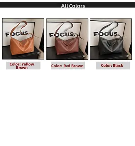 Detailed comparison of vintage underarm tote bags in yellow brown, red brown, and black colors