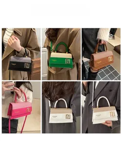 Collage of chic patchwork shoulder bags in various colors on model for daily wear