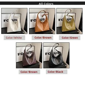 Collage of large capacity leather tote bags in five colors for winter fashion