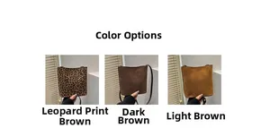 Detailed color display of leopard brown, dark brown, and light brown retro bucket bags