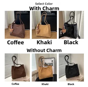 Detailed comparison of matte leather tote bags in coffee, khaki, and black with woven straps