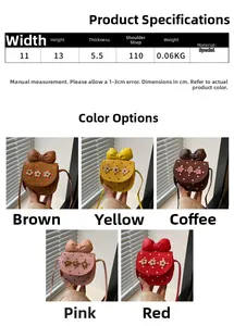 Guide des tailles et couleurs pour mini sac enfant avec nœud mignon et détails floraux