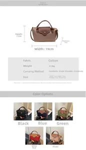 Detailed size guide and color options for the stylish contrast small handbag