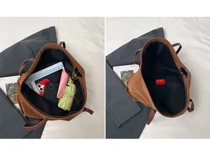 Interior view of large leopard texture tote showing spacious main compartment and lining