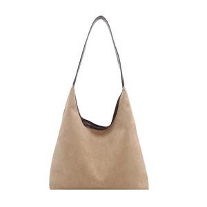 Brown vintage suede tote bag with leather straps for women commuting and casual wear
