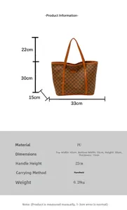 Detailed dimensions diagram of the large capacity printed tote bag with size specifications