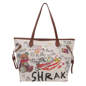 Sac fourre-tout à graffiti avec ours de dessin animé et grande capacité