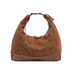Borsa leopardata alla moda con finiture in pelle lucida e fibbia in metallo dorato
