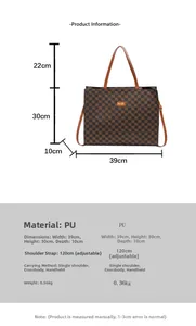 Size guide for retro tote bag showing dimensions 39x30x10cm and adjustable strap length