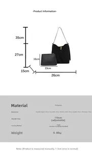 Tableau des tailles détaillé du sac cabas noir avec dimensions et bandoulière