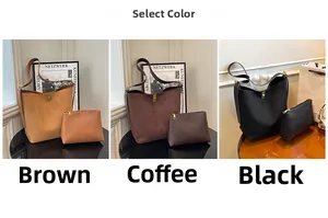 Ensemble de sacs fourre-tout en daim de trois couleurs avec pochettes zippées assorties