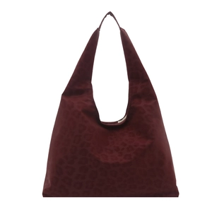 Chic dark red leopard print hobo tote bag for women with spacious wide strap design