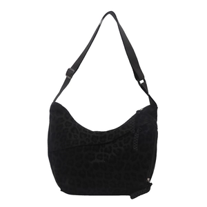 Sac hobo chic à imprimé léopard noir avec bandoulière réglable et forme croissant