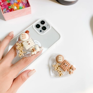 Support téléphone coeur mignon avec ours 3D, biscuit et perles m colorées