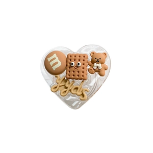 Support téléphone en cœur avec décorations 3D d'ours, biscuit et grain de chocolat