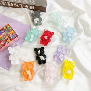 Cute 3D Bear Phone Holder Foldable Expandable Airbag Grip Transparent Resin Cloud Inlay Mobile Desk Stand Korean Ins Style