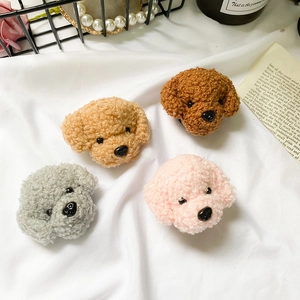 Cute teddy dog plush phone grip set in brown, khaki, gray and pink colors