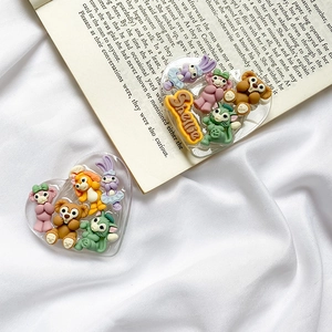 Heart Shaped Phone Grip Stand Transparent Resin Cartoon Animals Portable Airbag Bracket For Mobile Phone