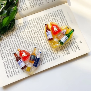 Heart Shaped Phone Stand Retractable Airbag Grip Griptok With Miniature Beer Bottle Models Transparent Resin Creative Cute