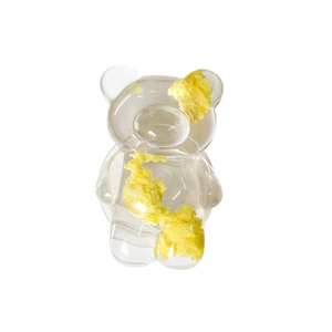 Support téléphone ours transparent avec fibres jaunes pour un style minimaliste coréen