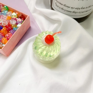 Grüner Gelee-Cupcake-Handyhalter mit roter Kirsche und 3D-Harz-Textur für Mobilgeräte