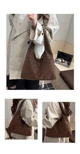 Three views of dark brown leopard print hobo bag in suede finish for daily commuting