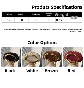 Detailed dimensions and four color options for the round metal handle crossbody bag