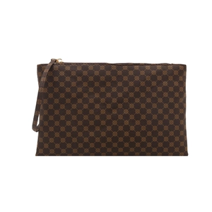 Vintage brown floral print clutch bag with zipper closure and wrist strap for daily commute