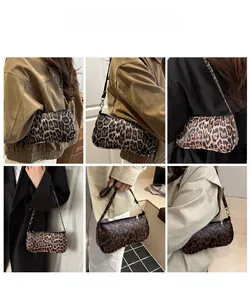 Lifestyle shots showing various ways to wear the vintage leopard print underarm bag