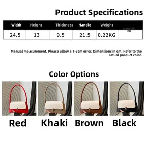 Detailed size guide and dimension chart for women's large capacity shoulder handbag