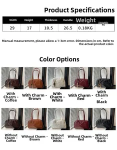 Detailed size chart and multi-color options for the retro PU leather shoulder bag
