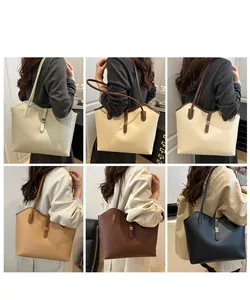 Litchi pattern tote bags shown in six colors including mint, cream, and brown
