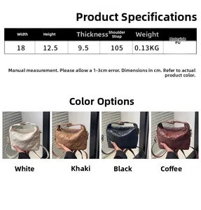 Detailed size specifications of the quilted heart-shaped bucket bag in PU leather