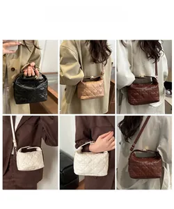 Quilted bucket bag showing multiple colors and crossbody styling in a grid layout