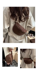 Détails du sac banane léopard en demi-lune avec fermeture éclair dorée et sangle