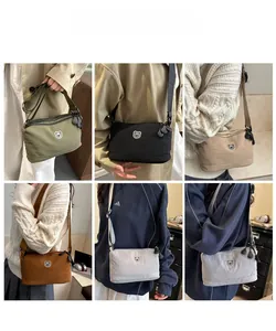 Collage of fashion crossbody bags in five colors with cute bear embroidery detail
