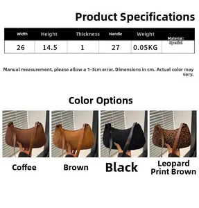 Detailed dimension guide and size chart for the matte retro underarm baguette bag