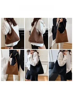 Multiple views of fashion leopard print hobo bag showing large capacity and shoulder fit