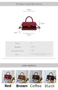 Detailed dimension guide and color chart for the vintage PU leather shoulder bag