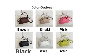 Selection of chic half-moon bags in six colors with adjustable straps and silver hardware