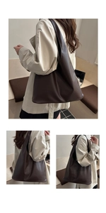 Close-up of matte leather texture on a dark brown large hobo tote bag for daily use