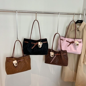 Leopard Print Tote Bag PU Leather Large Capacity Underarm Shoulder Bag Retro Belt Decor Fashion Casual For Women