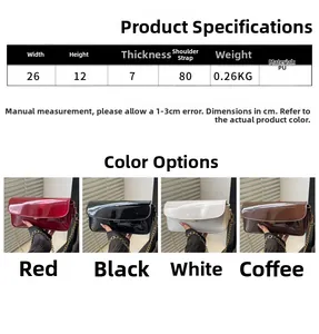 Tableau des tailles détaillé et vue multicolore des sacs de selle minimalistes en PU