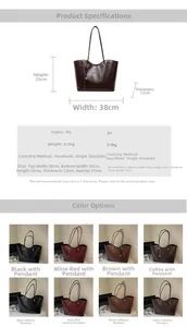 Detailed size specifications for the minimalist PU leather tote bag with dimensions