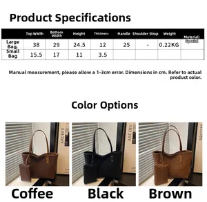 Detailed size chart for vintage leopard print tote bag with dimensions and specifications