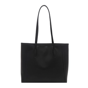 Minimalist large black matte tote bag with slim handles shown on white background