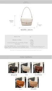 Detailed dimension chart of minimalist PU leather crossbody bag with size specifications