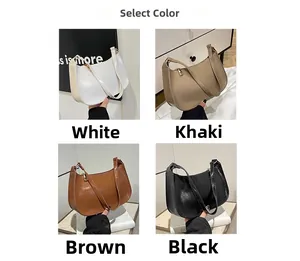 Selection of baguette bags in white, khaki, brown, and black with gold hardware